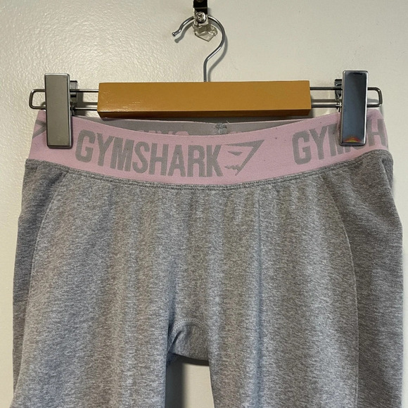 Gymshark Heather Grey Flex Leggings With Baby Pink Band - Picture 7 of 10